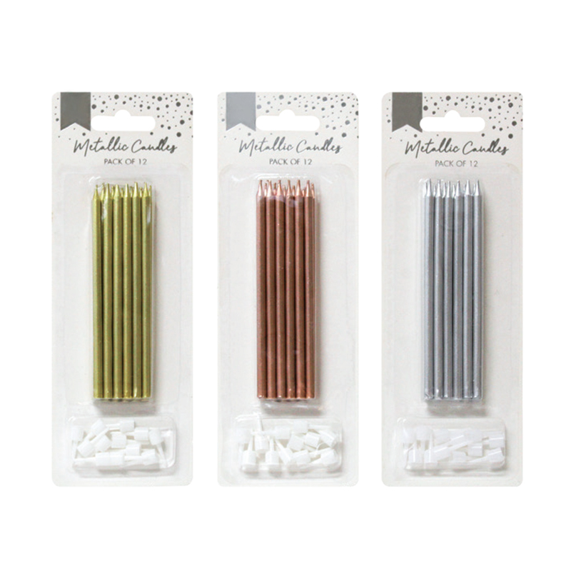 Candeline tricolore oro, marrone e argento