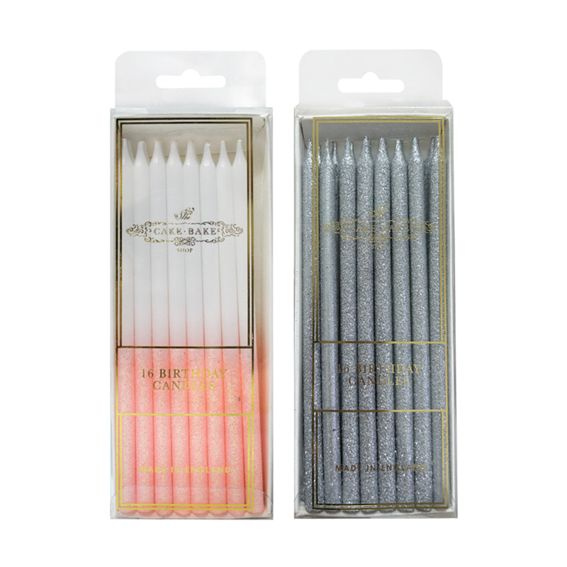 Candele glitter argento sfumato