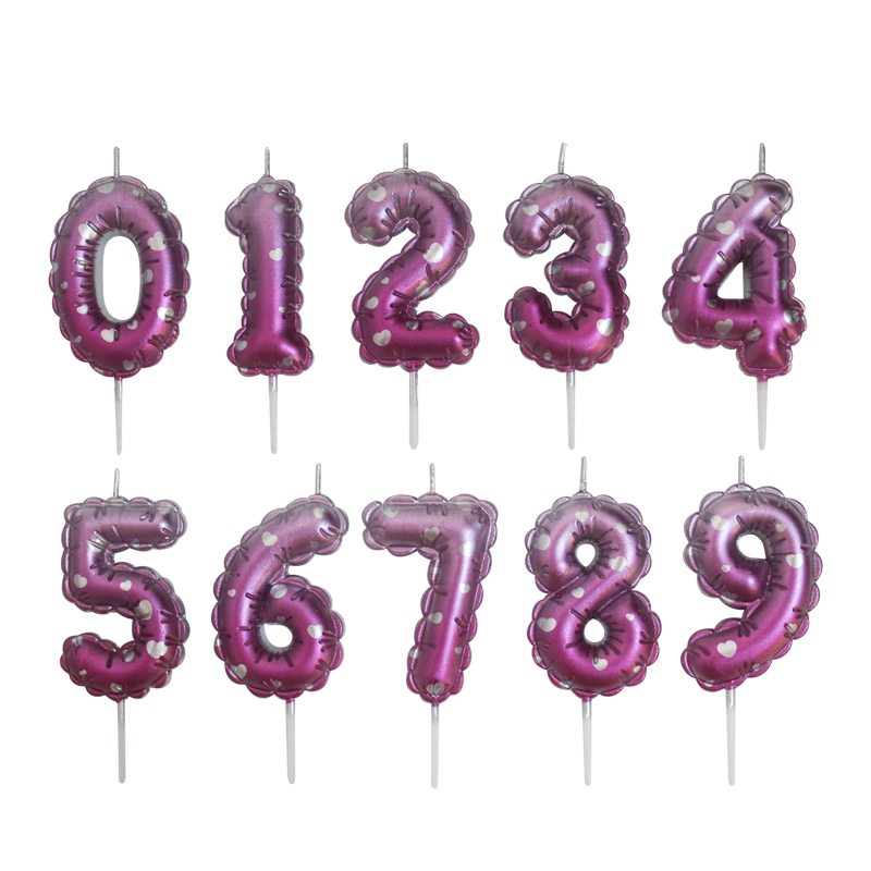 Candele digitali d'amore sfumate viola a forma di palloncino