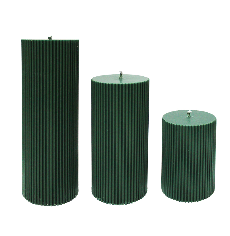 Candele a colonna romane verde scuro, verde chiaro, rosa e bianco